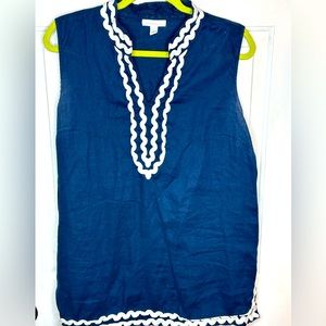 Charter club, XL, blue long top with gorgeous, white trim